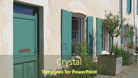  Presentation with green house - Audience pleasing PPT layouts consisting of house-with-green-shutters backdrop and a tawny brown colored foreground