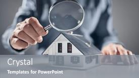  Presentation with home inspection - Presentation theme enhanced with house-with-ith-man-holding background and a gray colored foreground