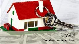  Presentation with house key - PPT layouts featuring house with money and key background and a light gray colored foreground