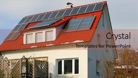  Presentation with thermal energy - Beautiful theme featuring house with solar panels backdrop and a red colored foreground