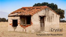  Presentation with house roof and roofing business - Colorful presentation enhanced with house with the roof collapse backdrop and a coral colored foreground