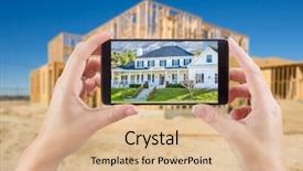  Presentation with hands holding - Theme enhanced with house with unfinished home construction background and a lemonade colored foreground