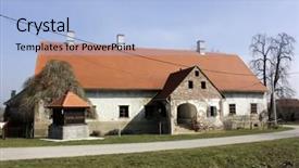  Presentation with croatia - Audience pleasing theme consisting of house with well in slavonia backdrop and a light blue colored foreground