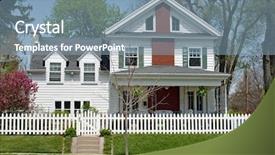  Presentation with white house - Theme having house with white picket fence background and a seafoam green colored foreground