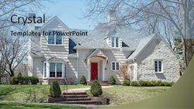  Presentation with white house - Presentation theme enhanced with house with white shake siding background and a light blue colored foreground