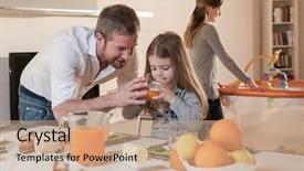  Presentation with big fat belly girl - Colorful theme enhanced with house work - father having breakfast with his backdrop and a coral colored foreground