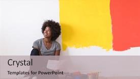  Presentation with elementary school african american female - Theme featuring house work - portrait of a beautiful african background and a light gray colored foreground