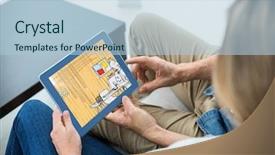  Presentation with red blue yellow - Slide set with house yellow red and blue background and a light blue colored foreground