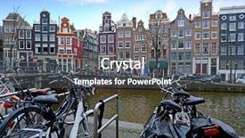  Presentation with city cds - Theme having houseboat - city scenic from amsterdam background and a dark gray colored foreground