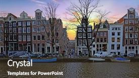  Presentation with amsterdam - PPT theme consisting of houseboat - city scenic from amsterdam background and a tawny brown colored foreground