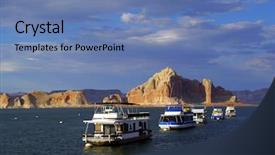  Presentation with rustic lake purple - Audience pleasing presentation theme consisting of houseboat - lake powell backdrop and a teal colored foreground