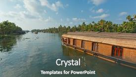  Presentation with kerala - Audience pleasing PPT layouts consisting of crane lifting concrete mixer container against blue sky backdrop and a teal colored foreground