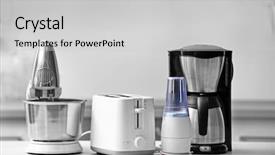  Presentation with kitchen appliance - Amazing slides having household and kitchen appliances backdrop and a light gray colored foreground