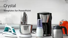 Presentation with kitchen appliance - Amazing theme having household and kitchen appliances backdrop and a light gray colored foreground