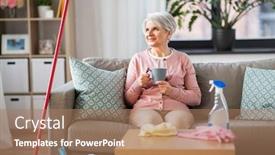  Presentation with tea coffee - Theme featuring household-and-people-concept-senior background and a coral colored foreground