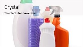  Presentation with household chemicals - Colorful slide deck enhanced with household chemicals isolated on white backdrop and a  colored foreground