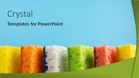  Presentation with dishwashing - Slides featuring household-cleaning-scrub-colored-sponges background and a arctic colored foreground