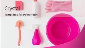  Presentation with housekeeping - Cool new presentation with household concept - basin with cleaning backdrop and a  colored foreground