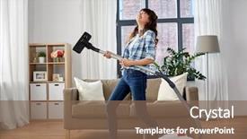  Presentation with cleaning - Amazing presentation having household housework and cleaning concept backdrop and a violet colored foreground