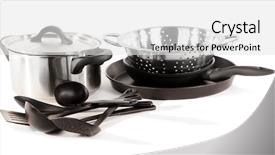  Presentation with tools - Presentation consisting of household items - kitchen tools isolated on white background and a  colored foreground