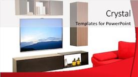  Presentation with living room - Colorful PPT theme enhanced with household items - living room furniture against white backdrop and a light gray colored foreground