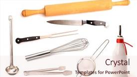  Presentation with kitchen utensils - Colorful PPT layouts enhanced with household items - set of high quality kitchen backdrop and a lemonade colored foreground