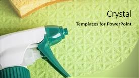  Presentation with cleaning - Amazing PPT theme having household utilities - image of a sponge backdrop and a soft green colored foreground