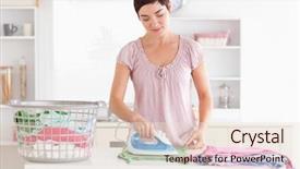  Presentation with utility - Amazing slides having household utilities - woman ironing clothes backdrop and a lemonade colored foreground