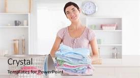  Presentation with utility - Presentation theme enhanced with household utilities - woman with a pile background and a soft green colored foreground