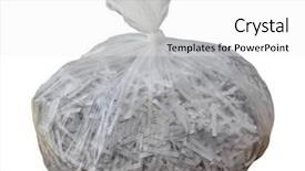  Presentation with plastic waste - Colorful slide set enhanced with household waste - plastic bag with shredded paper backdrop and a white colored foreground