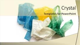  Presentation with plastic waste - Presentation design enhanced with household waste - say no to plastic bags background and a yellow colored foreground