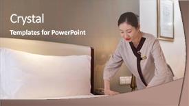  Presentation with modern chinese - PPT theme consisting of housekeeping - young chinese woman housekeeper makes background and a gray colored foreground