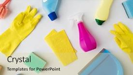  Presentation with housekeeping - Cool new presentation theme with ragged still life - housework housekeeping and household concept backdrop and a yellow colored foreground