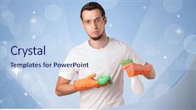  Presentation with dark blue stars and glitter - Amazing slide set having housekeeping equipments - glittered blue background with male backdrop and a sky blue colored foreground
