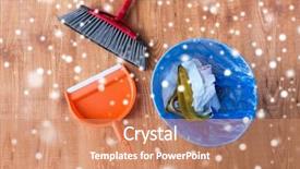  Presentation with housekeeping - Slide set consisting of housekeeping household and garbage cleaning background and a  colored foreground