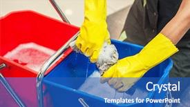  Presentation with cleaning - PPT layouts featuring housekeeping malls - cleaning concept closeup photo background and a  colored foreground