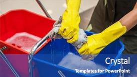  Presentation with cleaning - Theme having housekeeping malls - cleaning concept closeup photo background and a  colored foreground