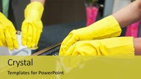  Presentation with cleaning - Audience pleasing PPT layouts consisting of housekeeping malls - cleaning concept closeup photo backdrop and a  colored foreground