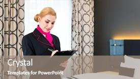  Presentation with hotel housekeeping - Presentation consisting of housekeeping manager or assistant controlling background and a gray colored foreground