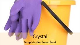  Presentation with cleaning - Presentation theme enhanced with housekeeping safety - bucket and gloves for cleaning background and a yellow colored foreground