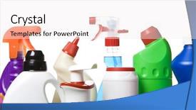  Presentation with hygiene - Beautiful presentation theme featuring housekeeping services - collection of hygiene cleaners backdrop and a  colored foreground