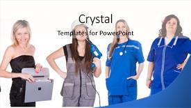  Presentation with voting women - Colorful PPT theme enhanced with housekeeping services - image of women representatives backdrop and a  colored foreground