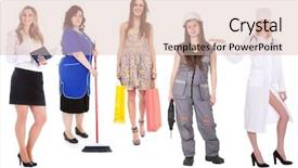  Presentation with housekeeping - PPT theme featuring housekeeping services - image of women representatives background and a  colored foreground