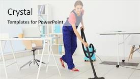  Presentation with office cleaning - PPT layouts enhanced with housekeeping services - professional cleaner cleaning floor background and a white colored foreground