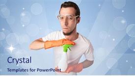  Presentation with blue - PPT theme enhanced with housekeeping solution - glittered blue background with male background and a  colored foreground