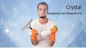  Presentation with dark blue stars and glitter - Presentation theme enhanced with housekeeping solution - glittered blue background with male background and a  colored foreground