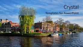  Presentation with harlem - Slides having houses and canal harlem background and a light blue colored foreground