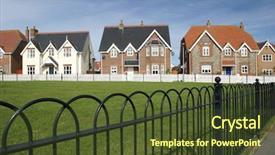  Presentation with village - Theme enhanced with houses bordering a village green background and a tawny brown colored foreground