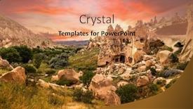  Presentation with turkey - Slide deck with houses-carved-into-the-rock background and a coral colored foreground