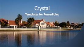  Presentation with neighborhood - Colorful slides enhanced with houses in a waterfront neighborhood backdrop and a teal colored foreground